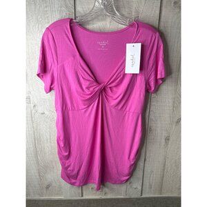 Isabel By Ingrid & Isabel Pink Short Sleeve Twist Front Maternity Top Medium